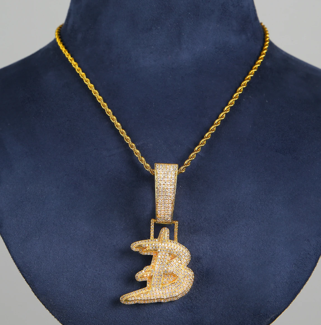 LUXIIVA® ICED OUT INITIAL SINGLE LETTER PENDANT(Ready to Ship)