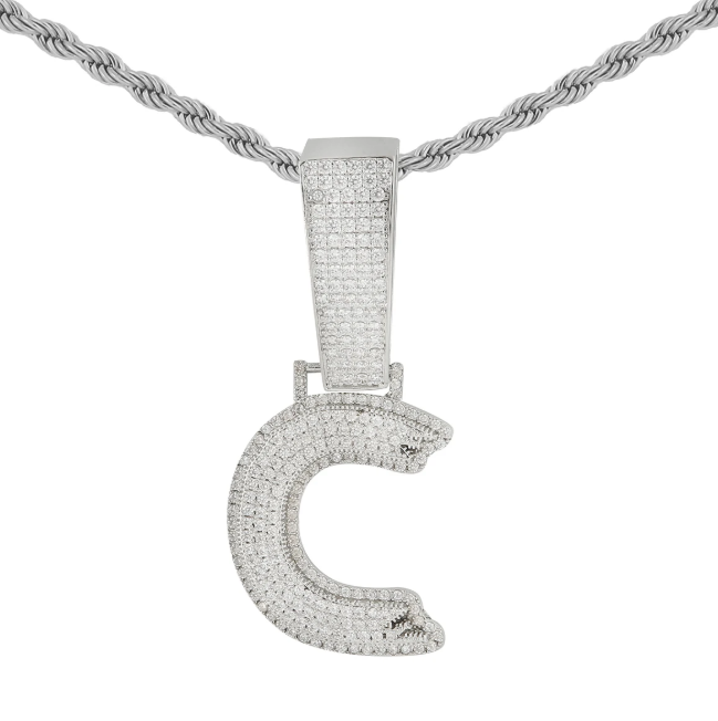 LUXIIVA® ICED OUT INITIAL SINGLE LETTER PENDANT(Ready to Ship)