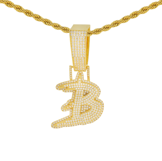 LUXIIVA® ICED OUT INITIAL SINGLE LETTER PENDANT(Ready to Ship)