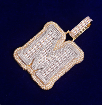 LUXIIVA® A-Z SINGLE BAGUETTE ROCK RAPPER PENDANT(Ready to Ship)