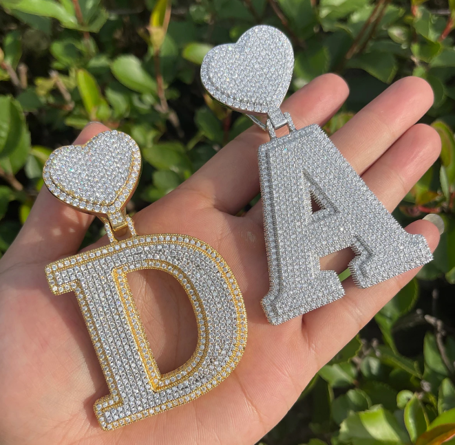 LUXIIVA® ICED OUT INITIAL LOVE PENDANT(Ready to Ship)