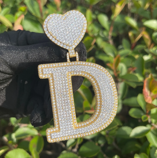 LUXIIVA® ICED OUT INITIAL LOVE PENDANT(Ready to Ship)