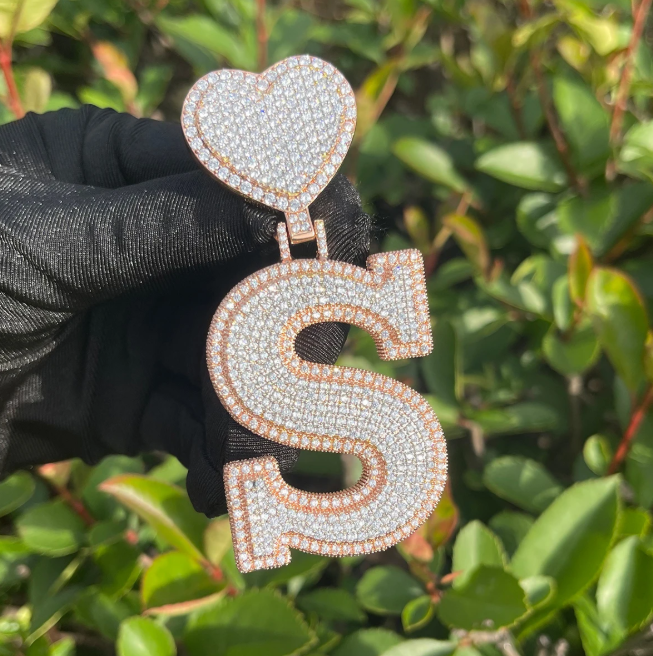 LUXIIVA® ICED OUT INITIAL LOVE PENDANT(Ready to Ship)