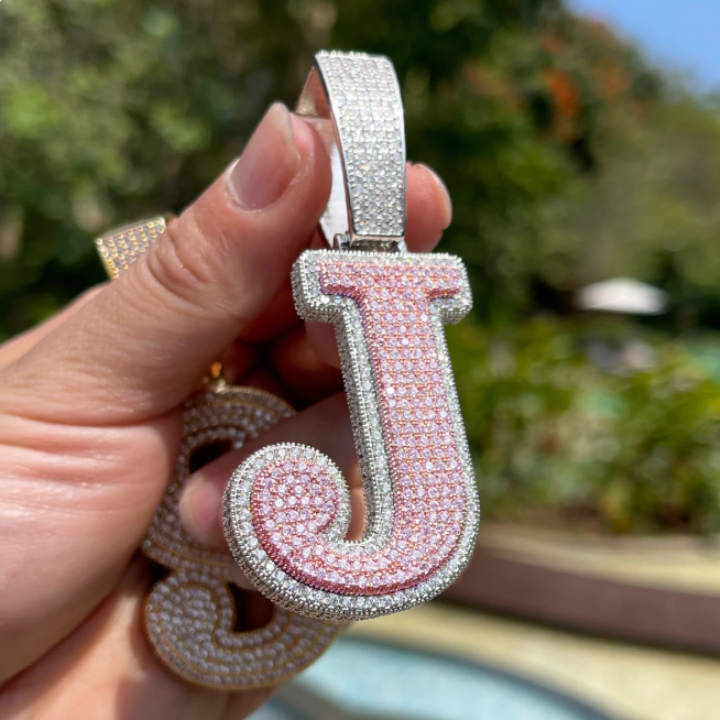 LUXIIVA® TWO LAYERS ICED OUT INITIAL PENDANT(Ready to Ship)