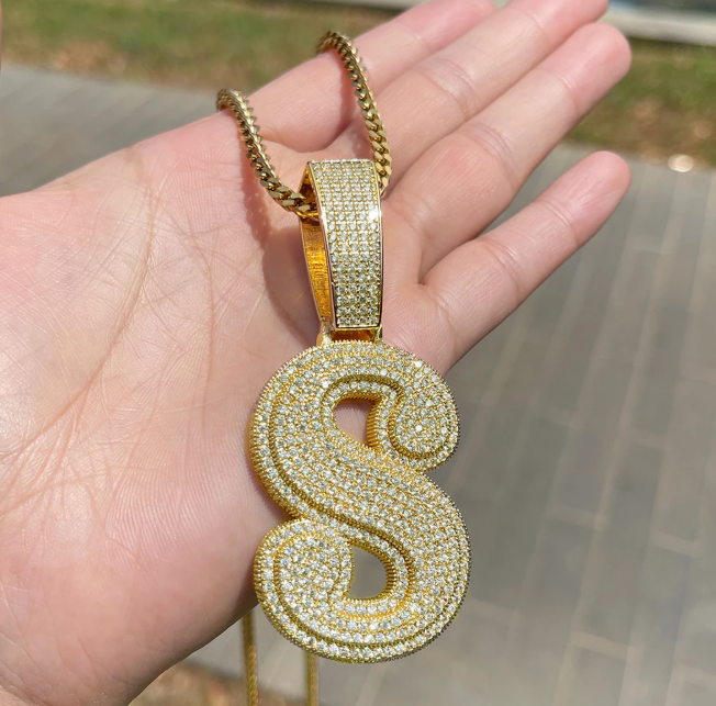 LUXIIVA® TWO LAYERS ICED OUT INITIAL PENDANT(Ready to Ship)