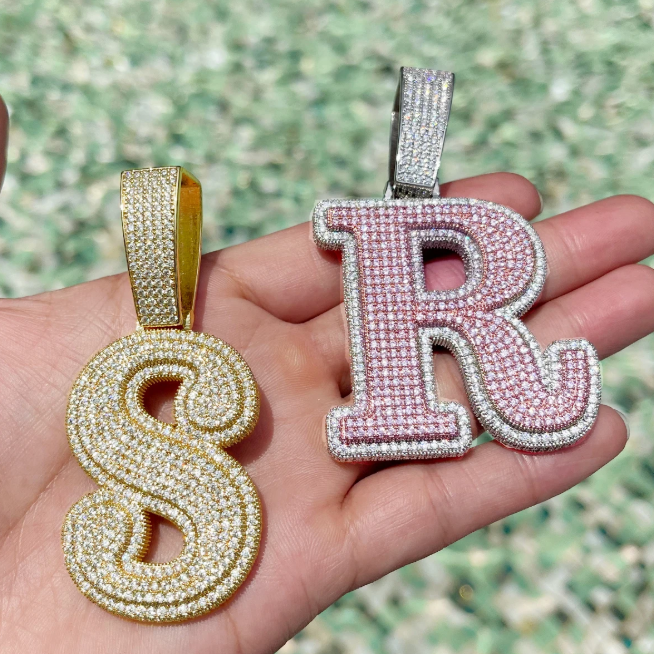 LUXIIVA® TWO LAYERS ICED OUT INITIAL PENDANT(Ready to Ship)