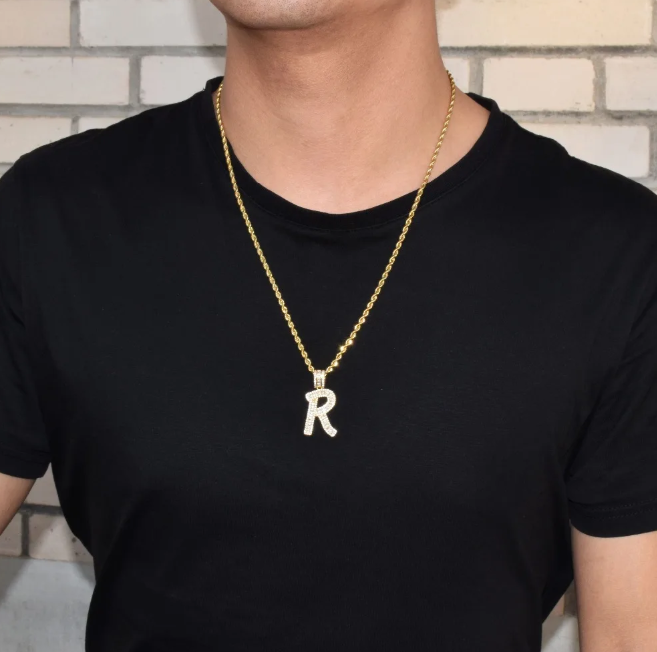 LUXIIVA® A-Z BAGUETTE INITIAL LETTERS HIP HOP PENDANT(Ready to Ship)
