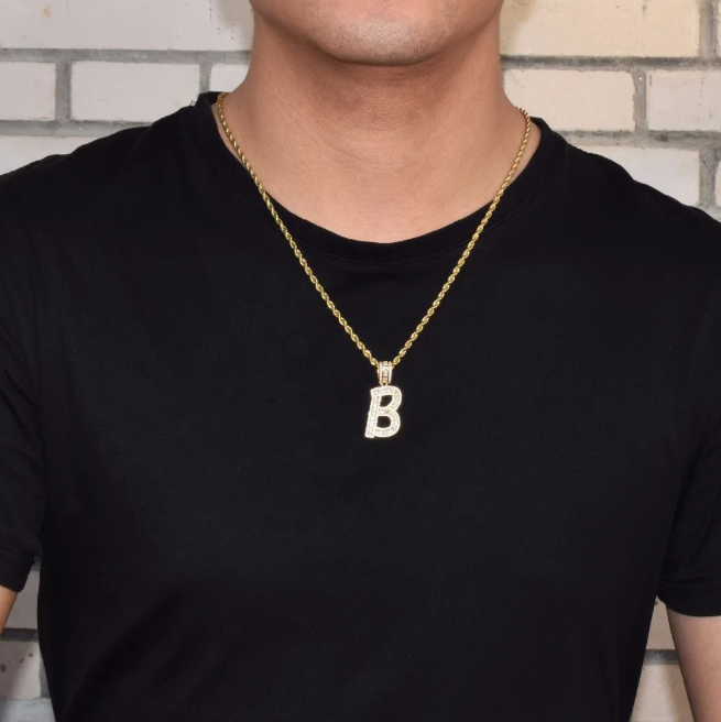 LUXIIVA® A-Z BAGUETTE INITIAL LETTERS HIP HOP PENDANT(Ready to Ship)