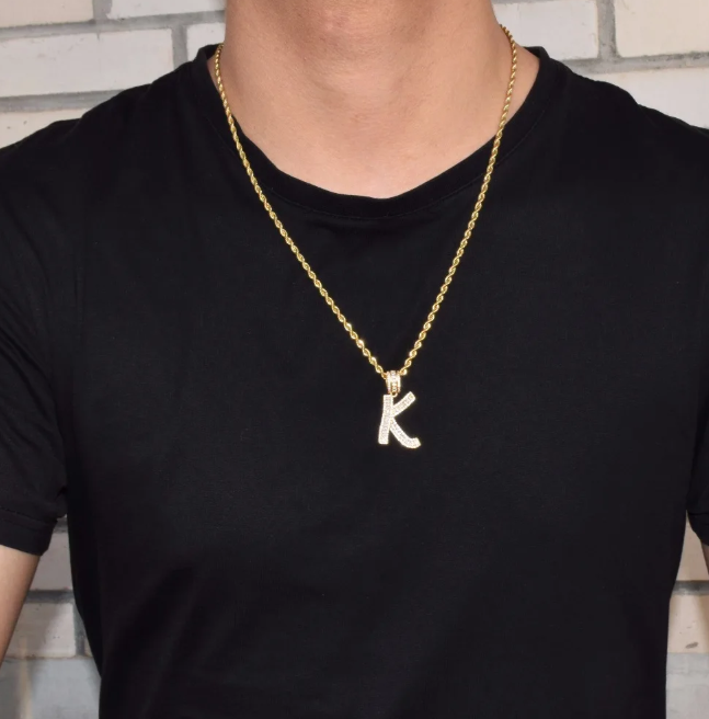 LUXIIVA® A-Z BAGUETTE INITIAL LETTERS HIP HOP PENDANT(Ready to Ship)