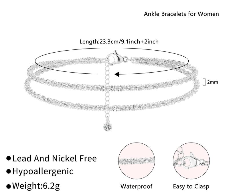 LUXIIVA® DAINTY LAYERED WATERPROOF ANKLET(Ready to Ship)