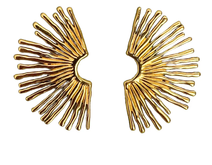 LUXIIVA® GOLD FAN EARRINGS(Ready to Ship)