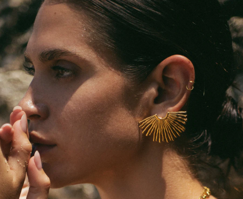 LUXIIVA® GOLD FAN EARRINGS(Ready to Ship)