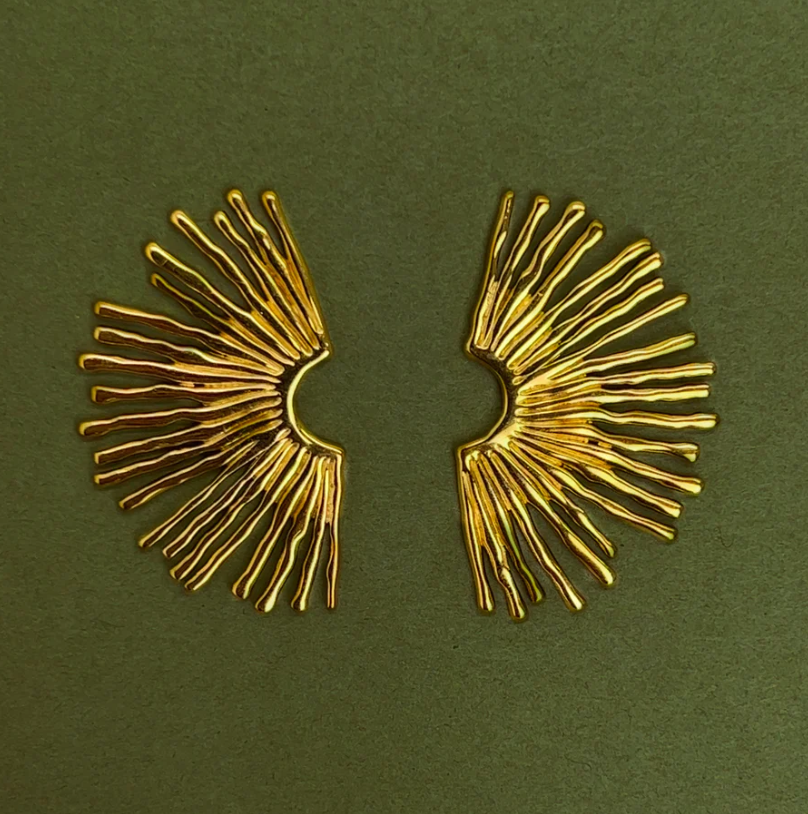 LUXIIVA® GOLD FAN EARRINGS(Ready to Ship)
