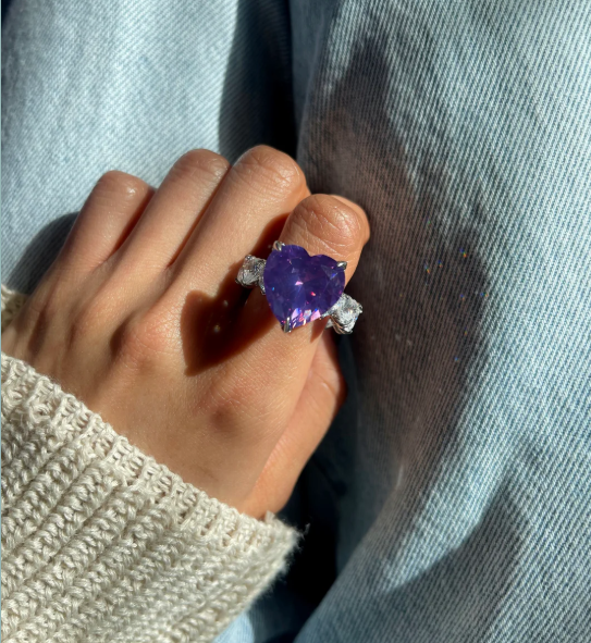 LUXIIVA® AMETHYST HEART SPARKLE RING(Ready to Ship)