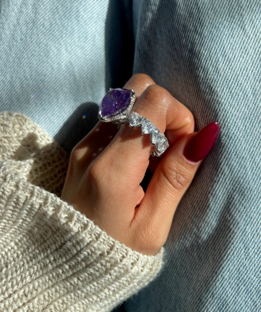 LUXIIVA® AMETHYST HEART SPARKLE RING(Ready to Ship)