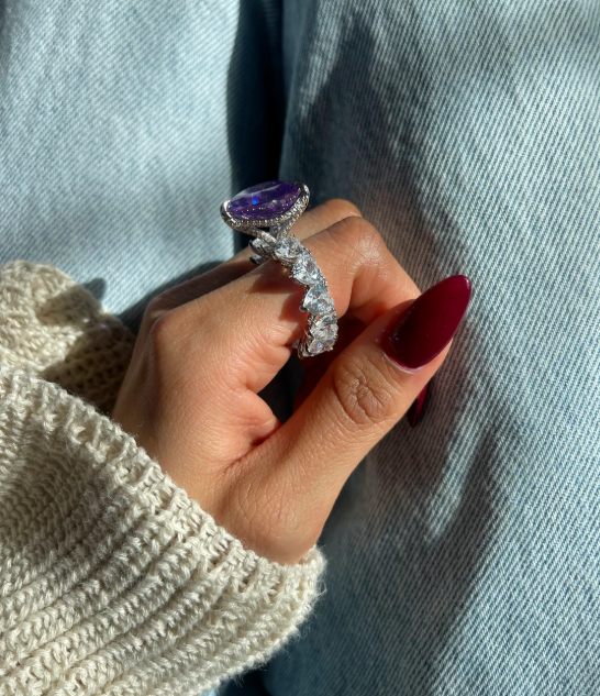 LUXIIVA® AMETHYST HEART SPARKLE RING(Ready to Ship)