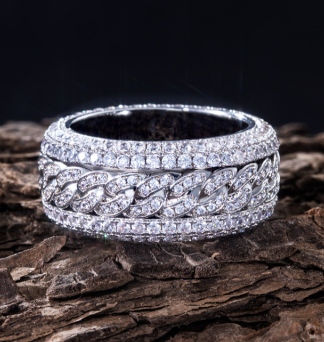 LUXIIVA® ICED ROTATABLE CUBAN RING(Ready to Ship)