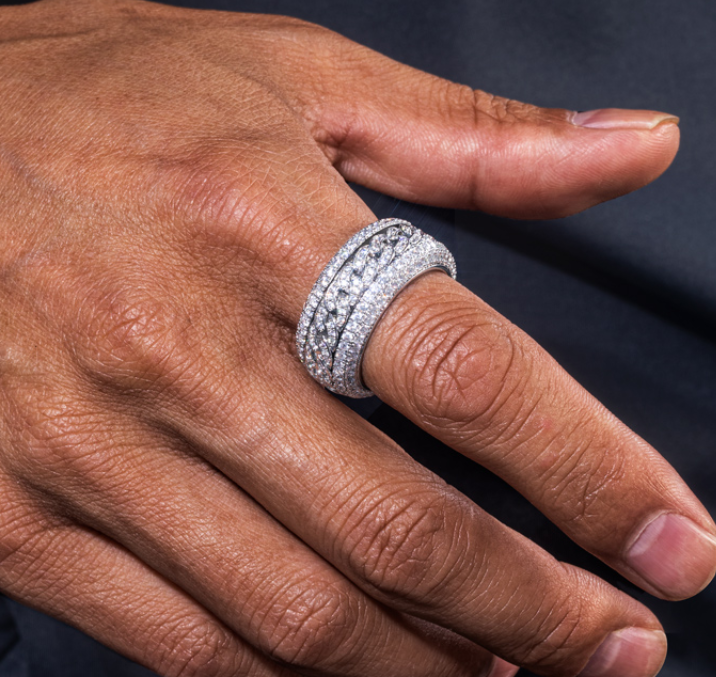 LUXIIVA® ICED ROTATABLE CUBAN RING(Ready to Ship)