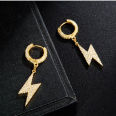LUXIIVA® ICED LIGHTNING HOOP EARRINGS(Ready to Ship)
