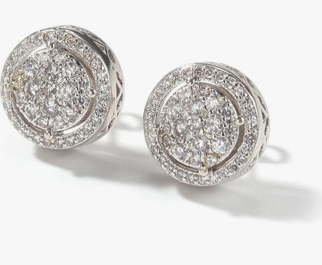 LUXIIVA® RADIANT HALO CLUSTER STUD EARRINGS