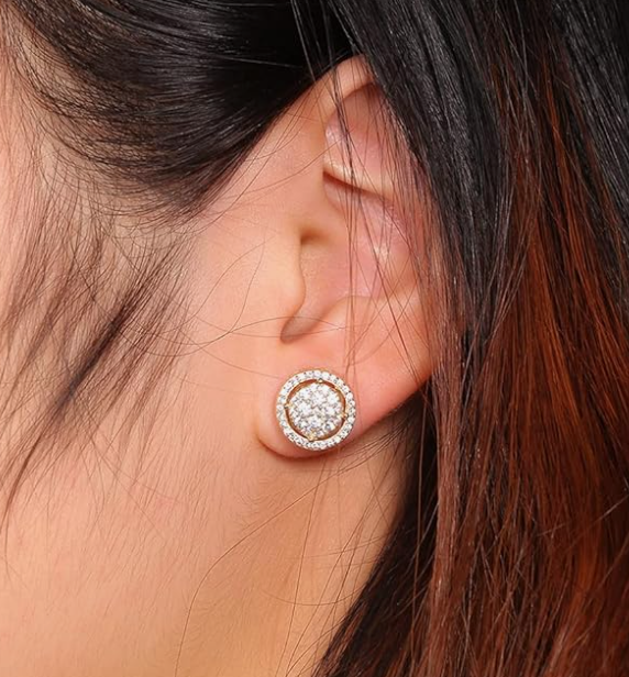 LUXIIVA® RADIANT HALO CLUSTER STUD EARRINGS