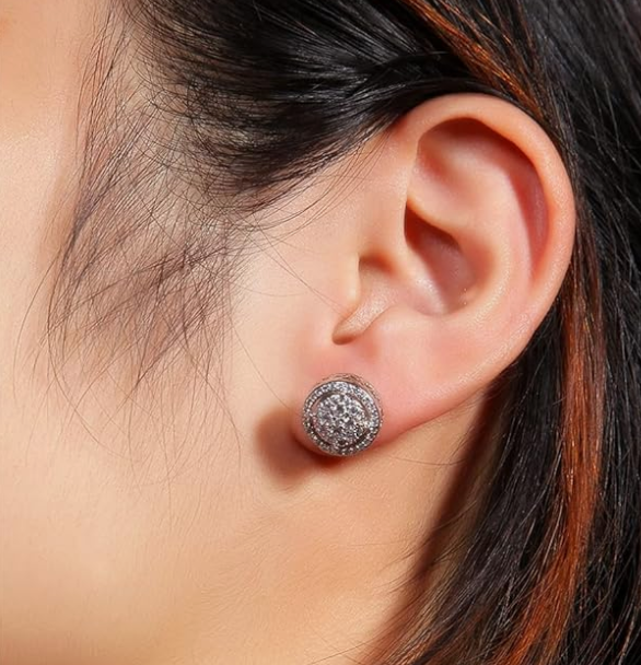 LUXIIVA® RADIANT HALO CLUSTER STUD EARRINGS