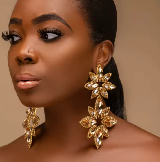 LUXIIVA® CRYSTAL BLOOM STATEMENT DROP EARRINGS(Ready to Ship)