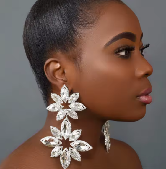 LUXIIVA® CRYSTAL BLOOM STATEMENT DROP EARRINGS(Ready to Ship)