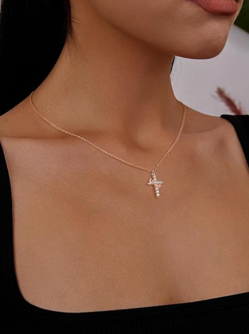 LUXIIVA® SPARKLING CROWN CROSS NECKLACE (Ready to Ship)