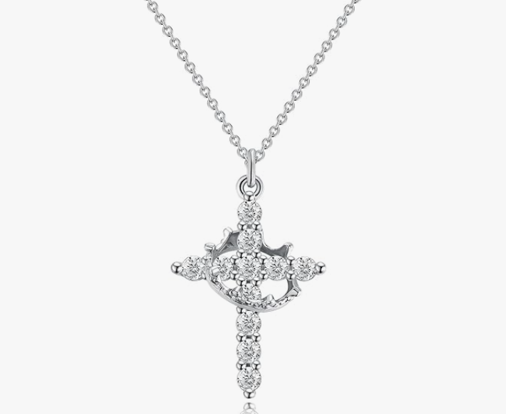 LUXIIVA® SPARKLING CROWN CROSS NECKLACE (Ready to Ship)