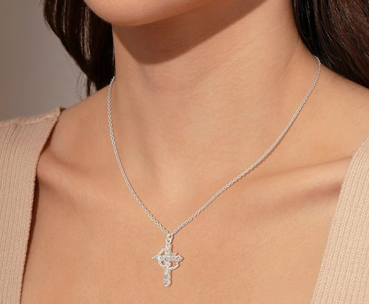 LUXIIVA® SPARKLING CROWN CROSS NECKLACE (Ready to Ship)