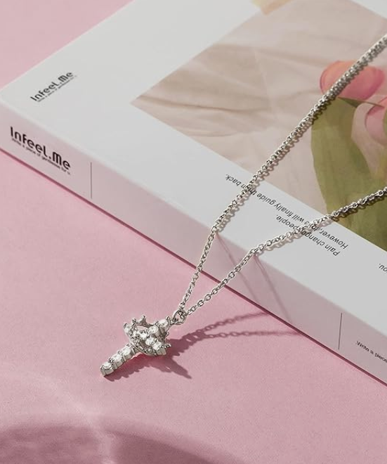 LUXIIVA® SPARKLING CROWN CROSS NECKLACE (Ready to Ship)
