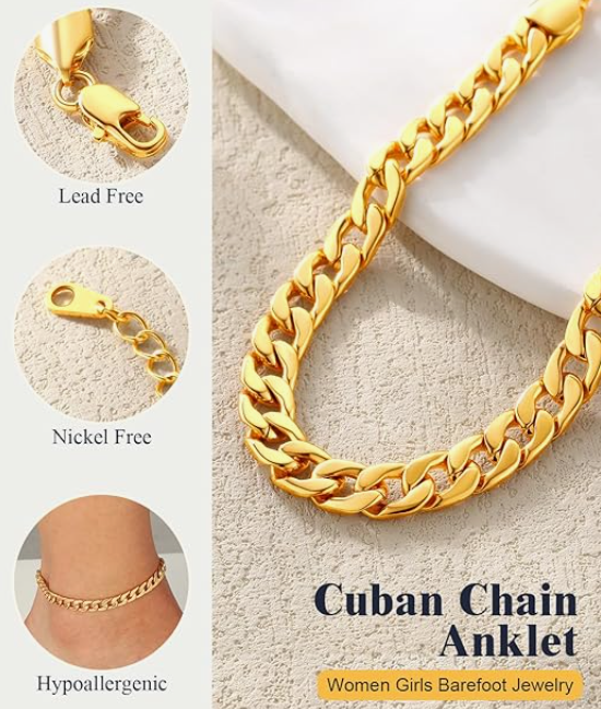 LUXIIVA® CUBAN LINK PLATINUM ANKLET (Ready to Ship)
