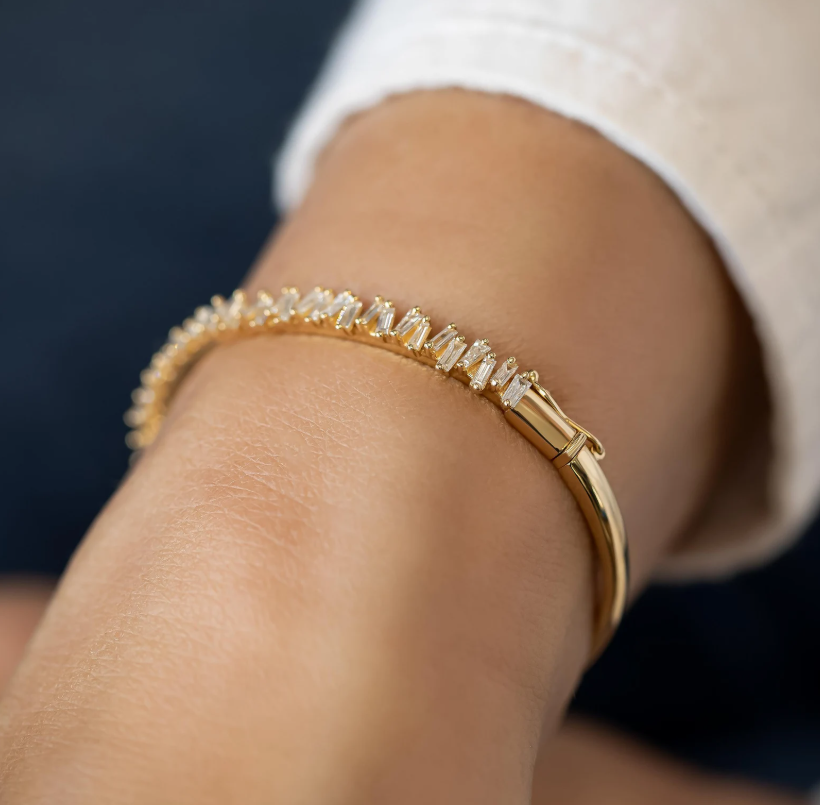 LUXIIVA® LUXE BAGUETTE-CUT CZ BRACELET– 14K GOLD PLATED (Ready to Ship)
