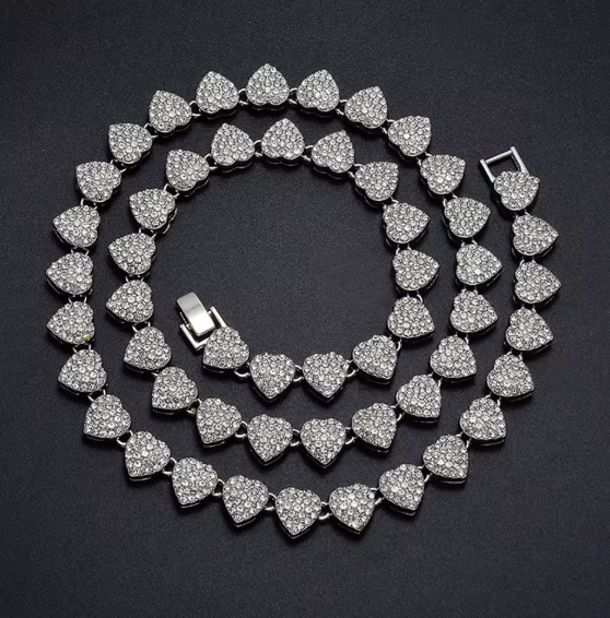 LUXIIVA® SPARKLING PAVE HEART TENNIS NECKLACE (Ready to Ship)