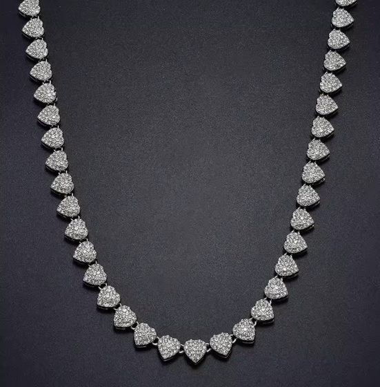 LUXIIVA® SPARKLING PAVE HEART TENNIS NECKLACE (Ready to Ship)