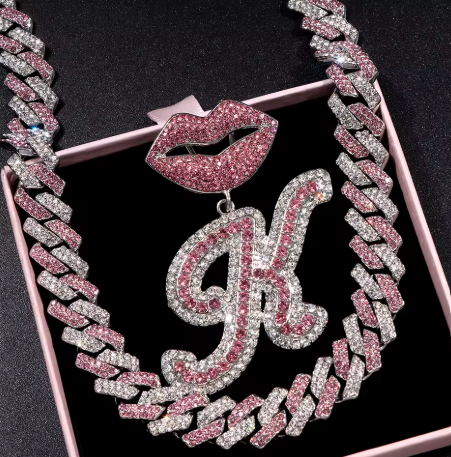 LUXIIVA® PINK LIPS INITIAL PENDANT(Ready to Ship)