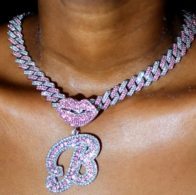 LUXIIVA® PINK LIPS INITIAL PENDANT(Ready to Ship)
