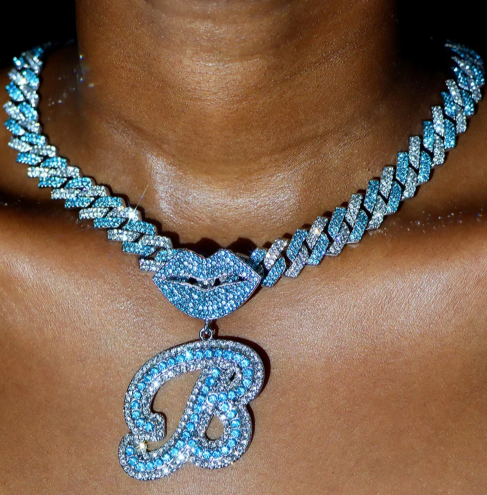 LUXIIVA® BLUE LIPS INITIAL PENDANT(Ready to Ship)