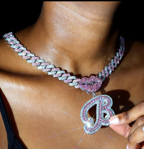 LUXIIVA® PINK LIPS INITIAL PENDANT(Ready to Ship)