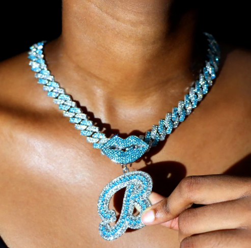 LUXIIVA® BLUE LIPS INITIAL PENDANT(Ready to Ship)