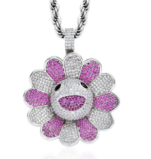 Sunflower Colorful Petal Smiley Face Necklace