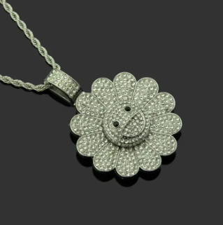 LUXIIVA Sunflower Colorful Petal Smiley Face Necklace - additional view 14 of necklace