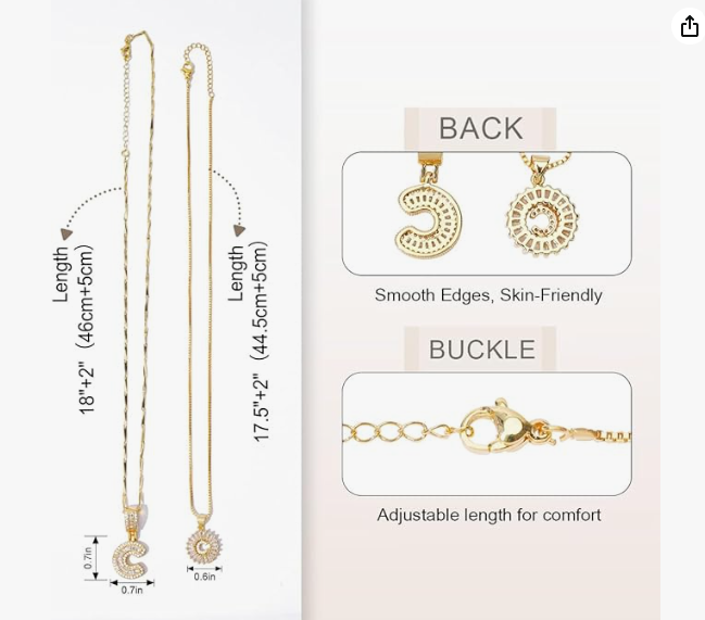 LUXIIVA® 2 PCS 14K DIAMOND LETTER INITIAL NECKLACE SET(Ready to Ship)