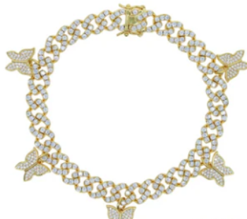 LUXIIVA® CUBAN CHAIN BUTTERFLY ANKLET (Ready to Ship)