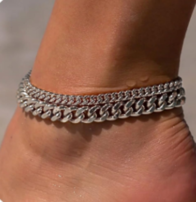 LUXIIVA® 2 PCS 14K GOLD CUBAN ANKLET SET (Ready to Ship)-$11.5/Count
