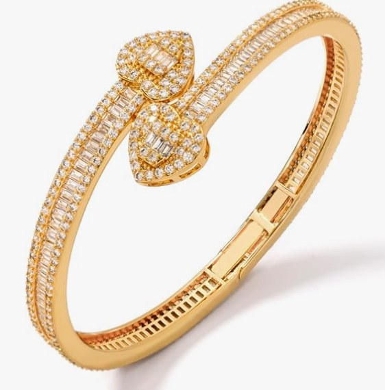 LUXIIVA® TWO HEARTS CZ BRACELET (Ready to Ship)