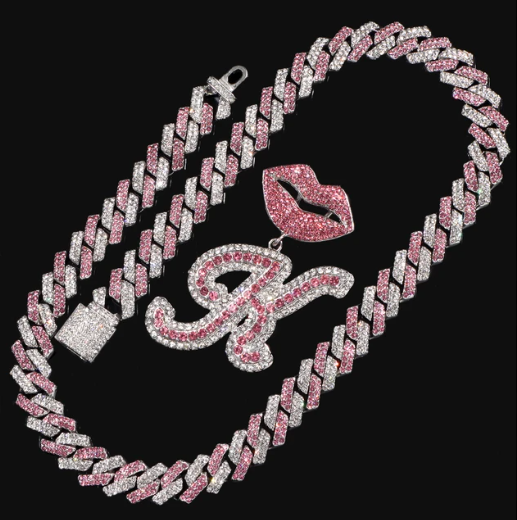 LUXIIVA® PINK LIPS INITIAL PENDANT(Ready to Ship)
