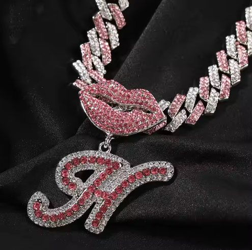 LUXIIVA® PINK LIPS INITIAL PENDANT(Ready to Ship)