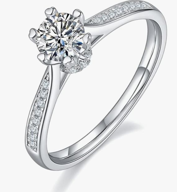 LUXIIVA® DIAMOND RING FOR WOMEN – STERLING SILVER 4-PRONG